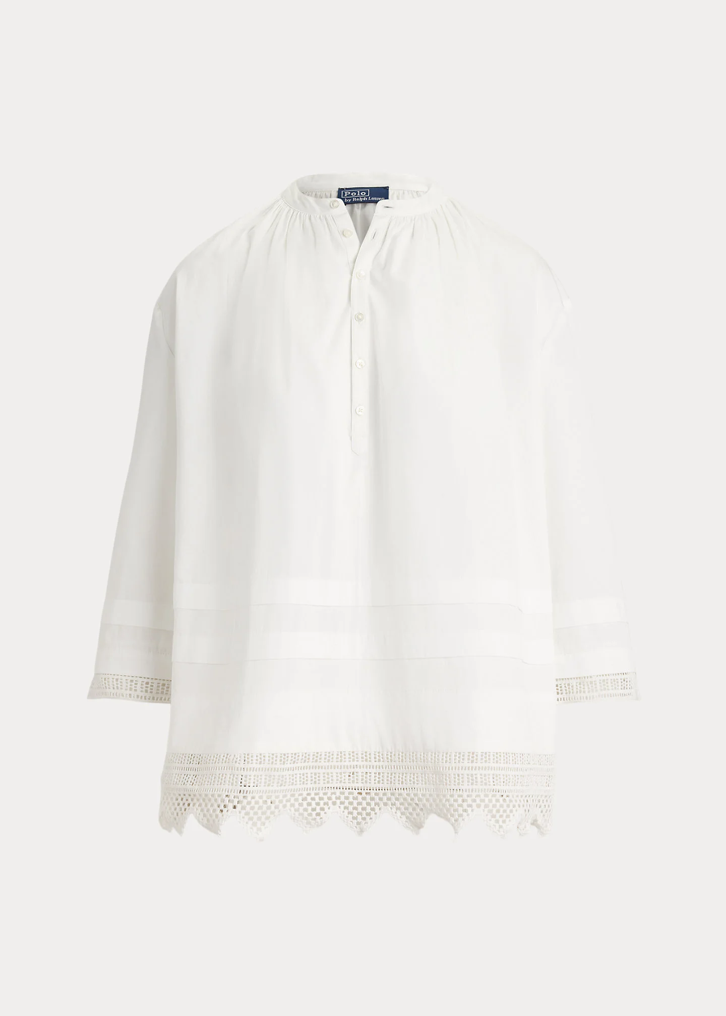 Crochet-Trim Cotton Shirt - 1
