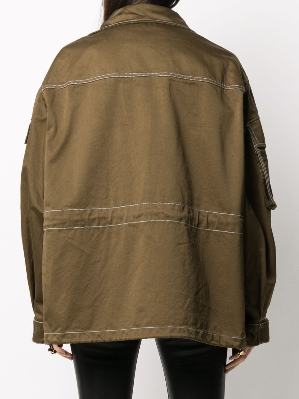 cargo-pocket oversized jacket - 4