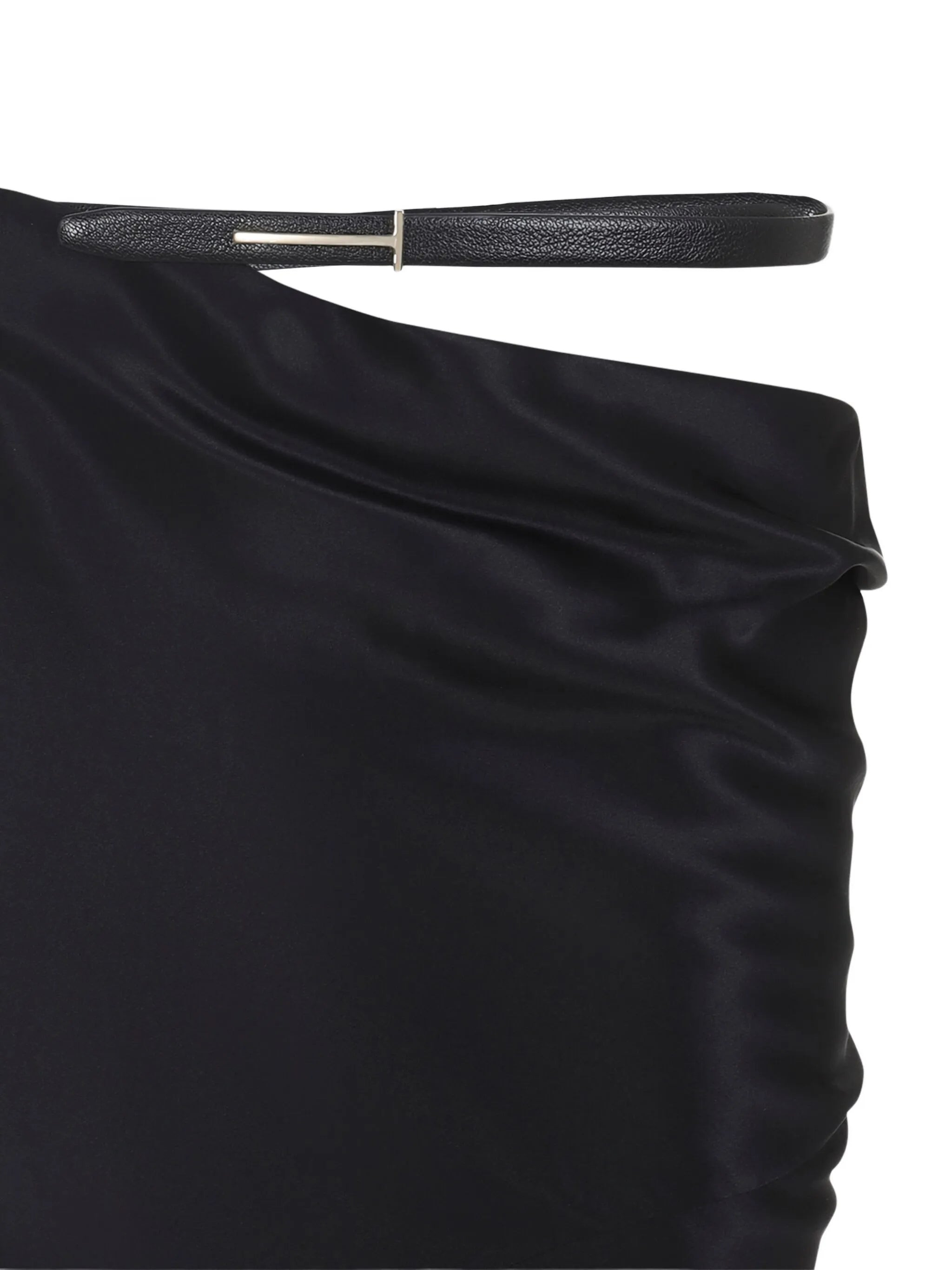 leather-belt draped skirt - 3