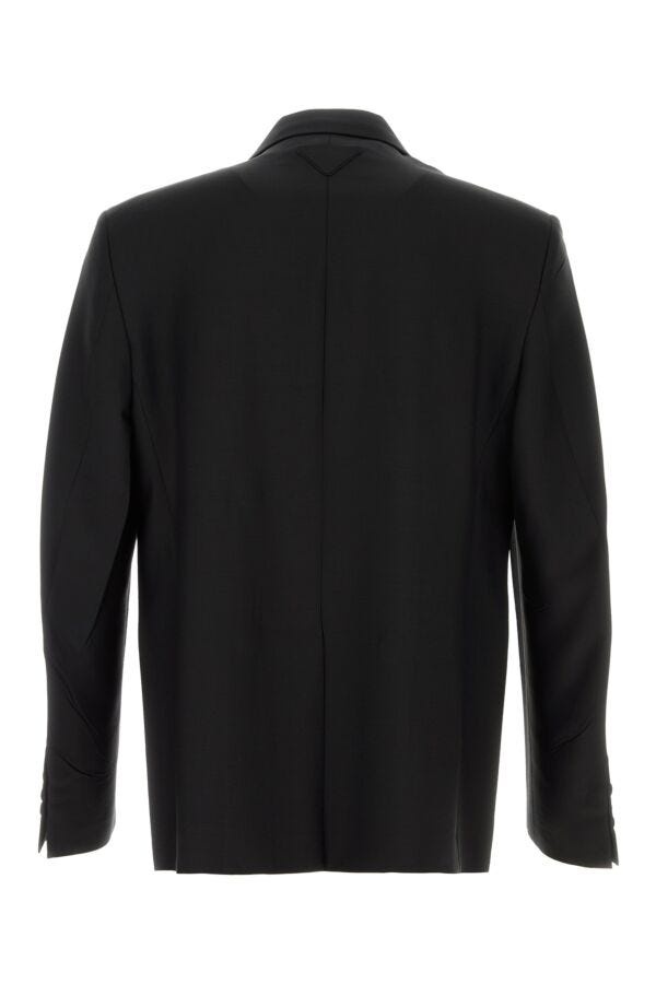 Prada Men Black Mohair Blend Blazer - 2