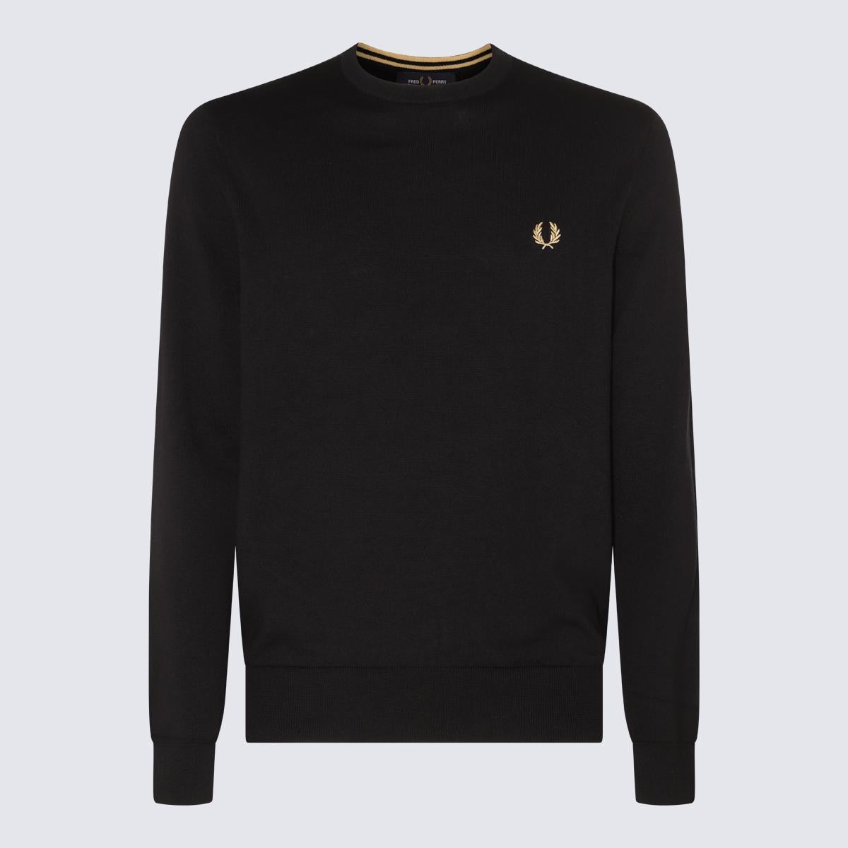 FRED PERRY BLACK COTTON-WOOL BLEND JUMPER - 1