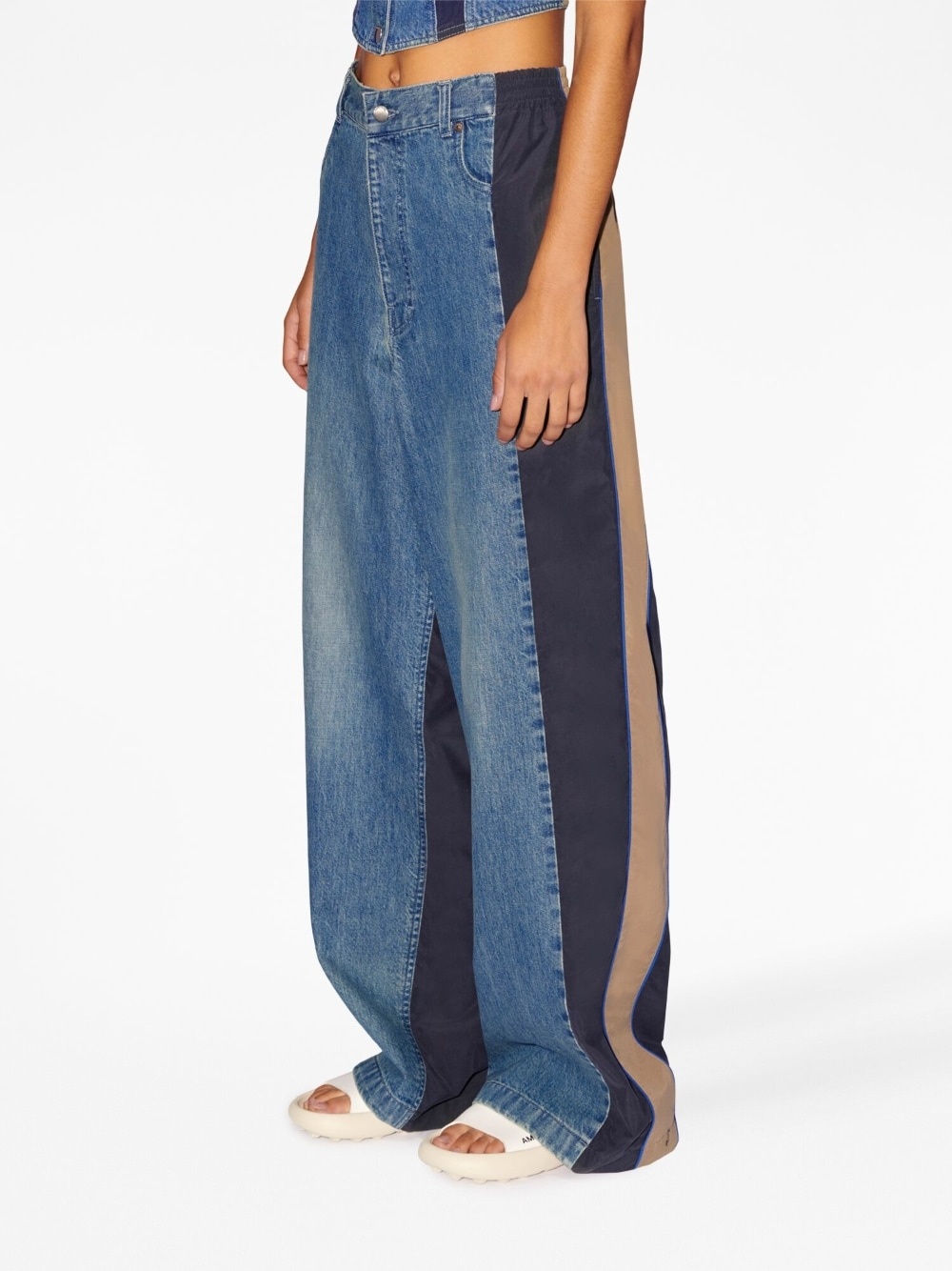 wide-leg denim trousers - 4