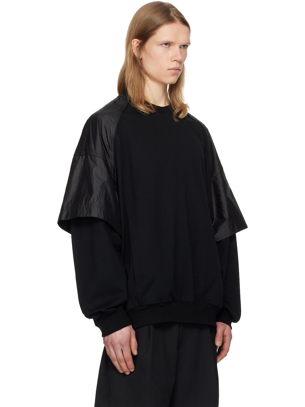 Juun. J Black Nylon Dual Layer Sweatshirt - 2