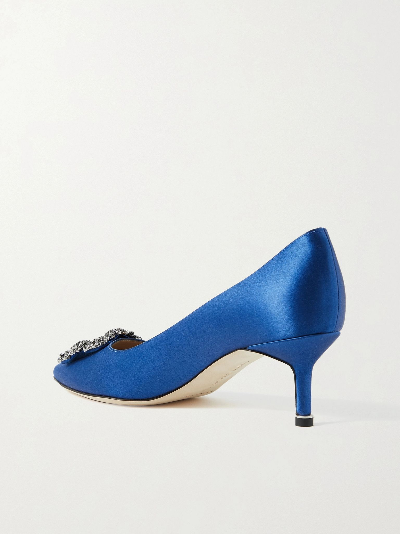 Hangisi 50 crystal-embellished satin pumps Bright blue - 3