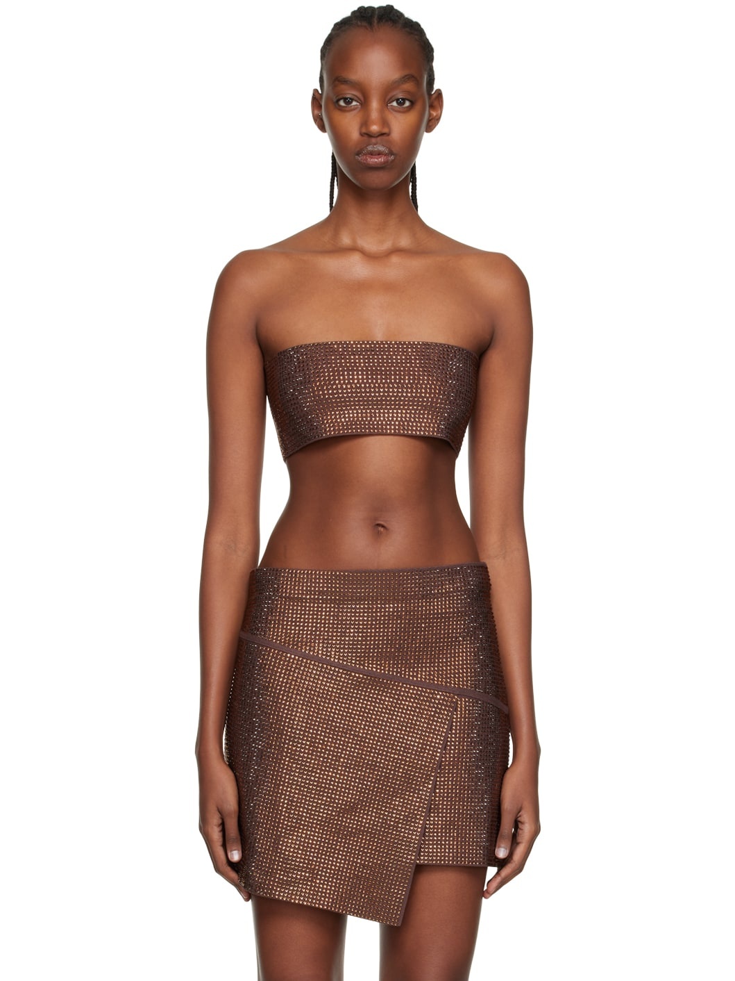 Brown Crystal-Cut Tank Top - 1