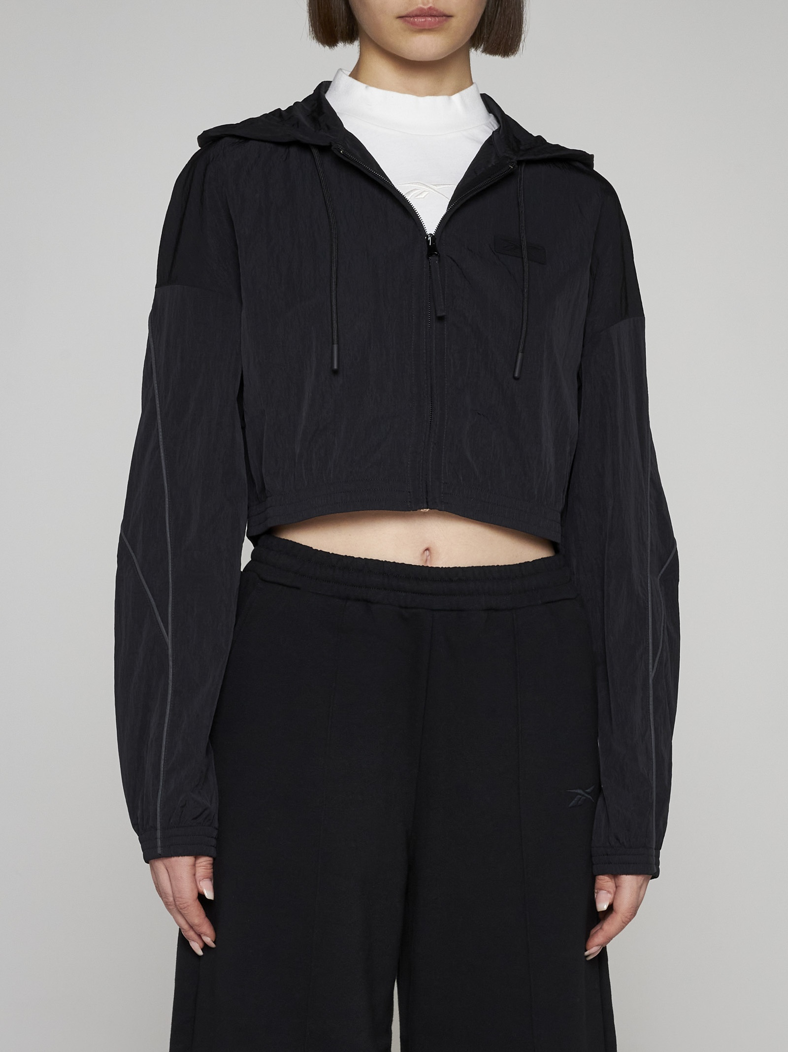 Hooded cropped nylon jacket - 3