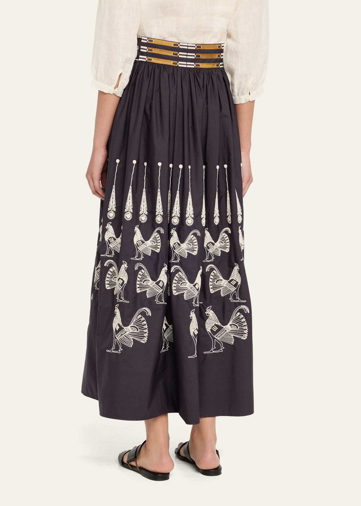 Ombretta Embroidered A-Line Maxi Skirt - 3