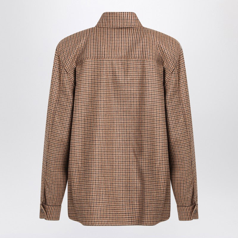 Saint Laurent Overshirt In Beige/Brown/Black Houndstooth Women - 2