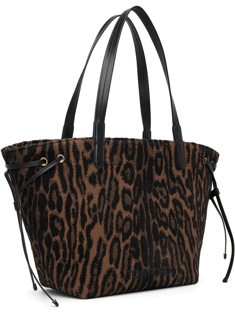 TOM FORD Brown & Black Jacquard & Calfskin Large Tote outlook