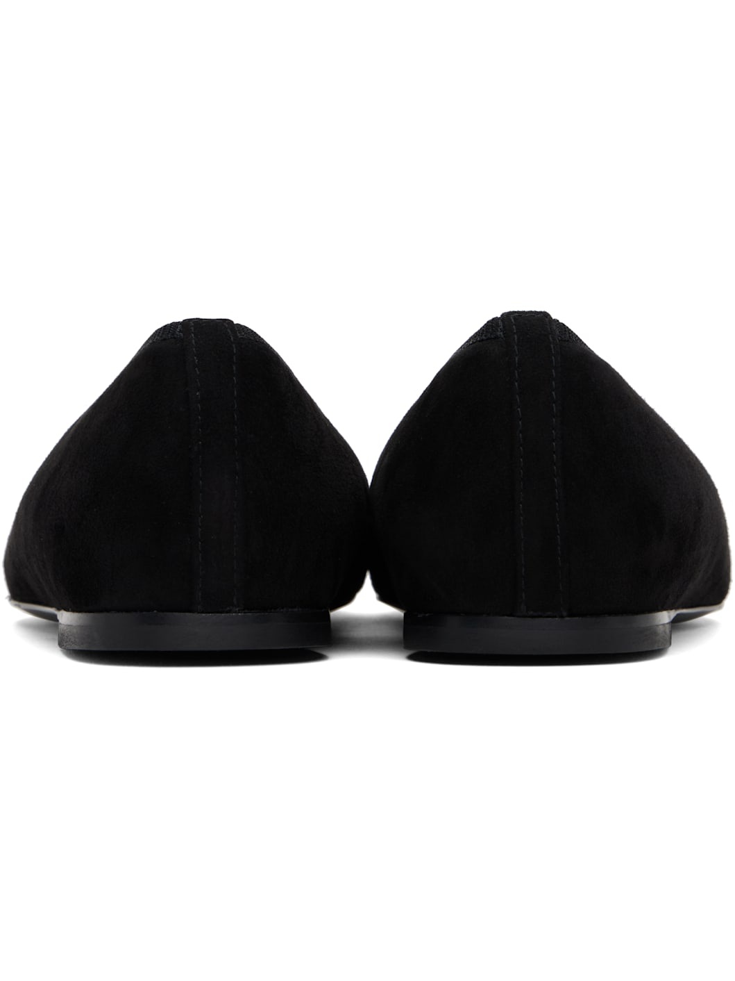 Black Minimalist Suede Ballerina Flats - 2