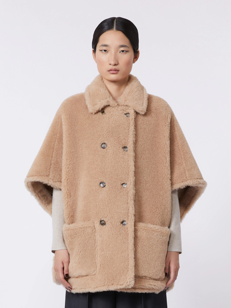 CAVALLO4 Alpaca and cashmere Teddy fabric cape - BEIGE 3