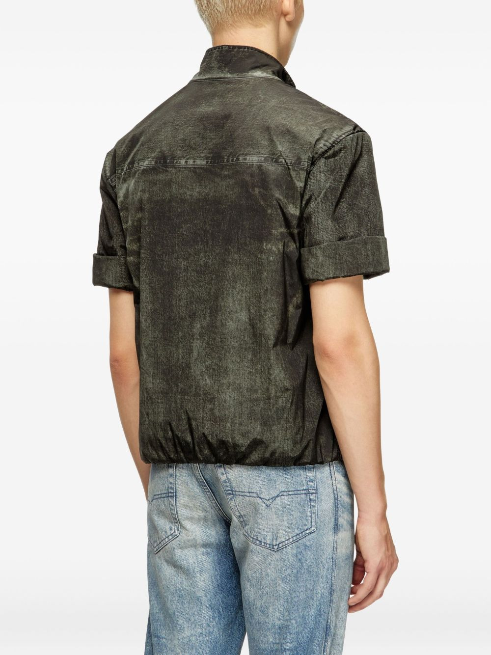 denim-effect short-sleeve polo shirt - 4