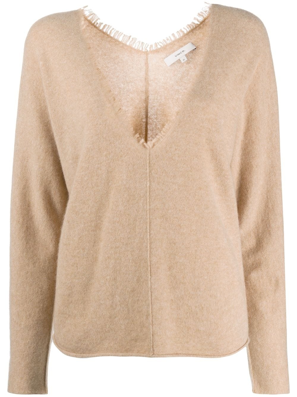 frayed trim cashmere jumper - 1