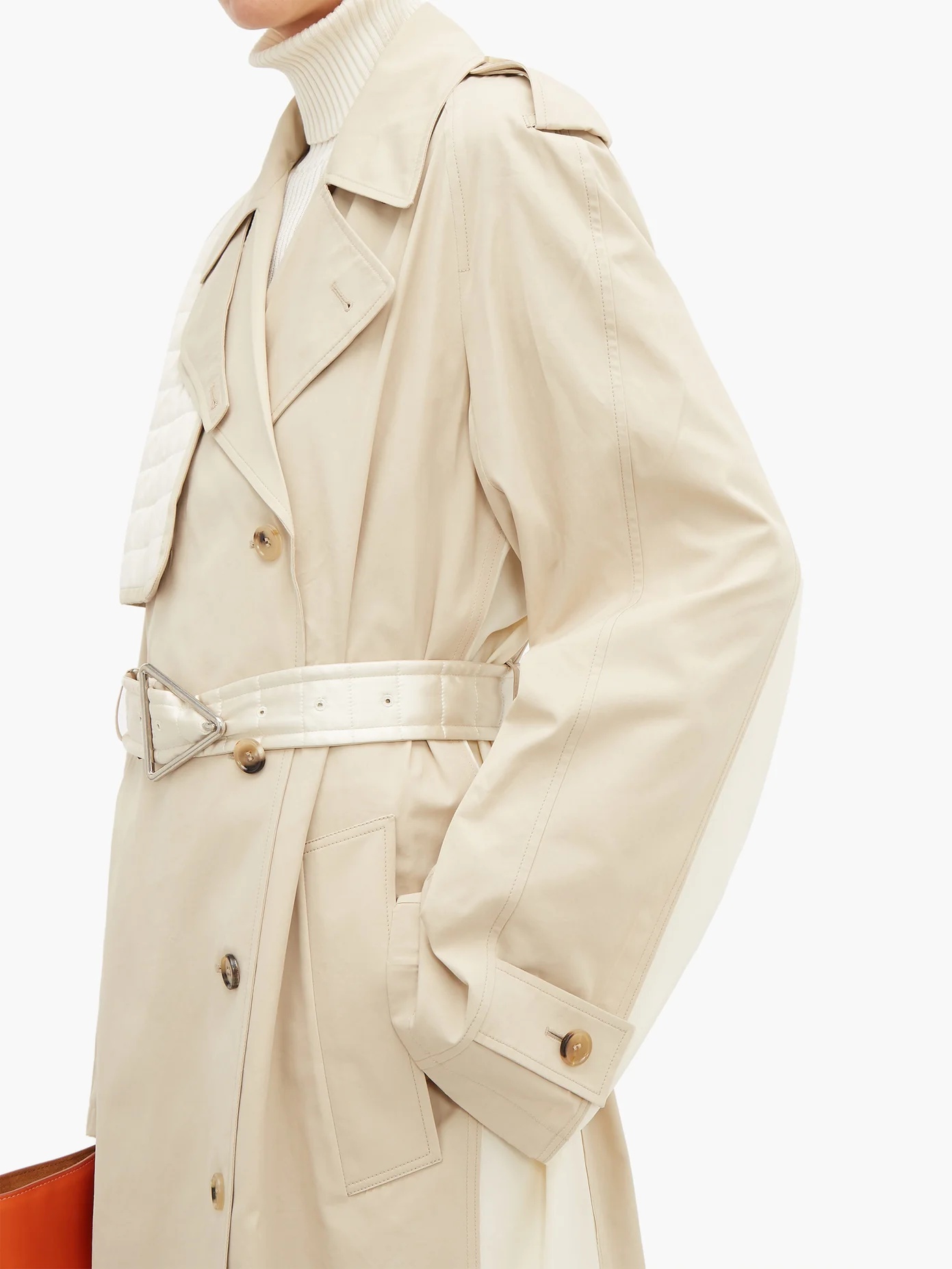 Contrast-panel belted trench coat - 4