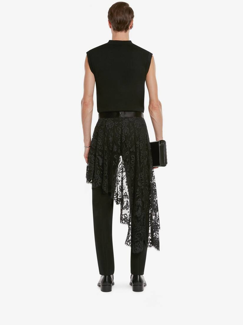Men's Sheer Lace Detail Vest in Black 4