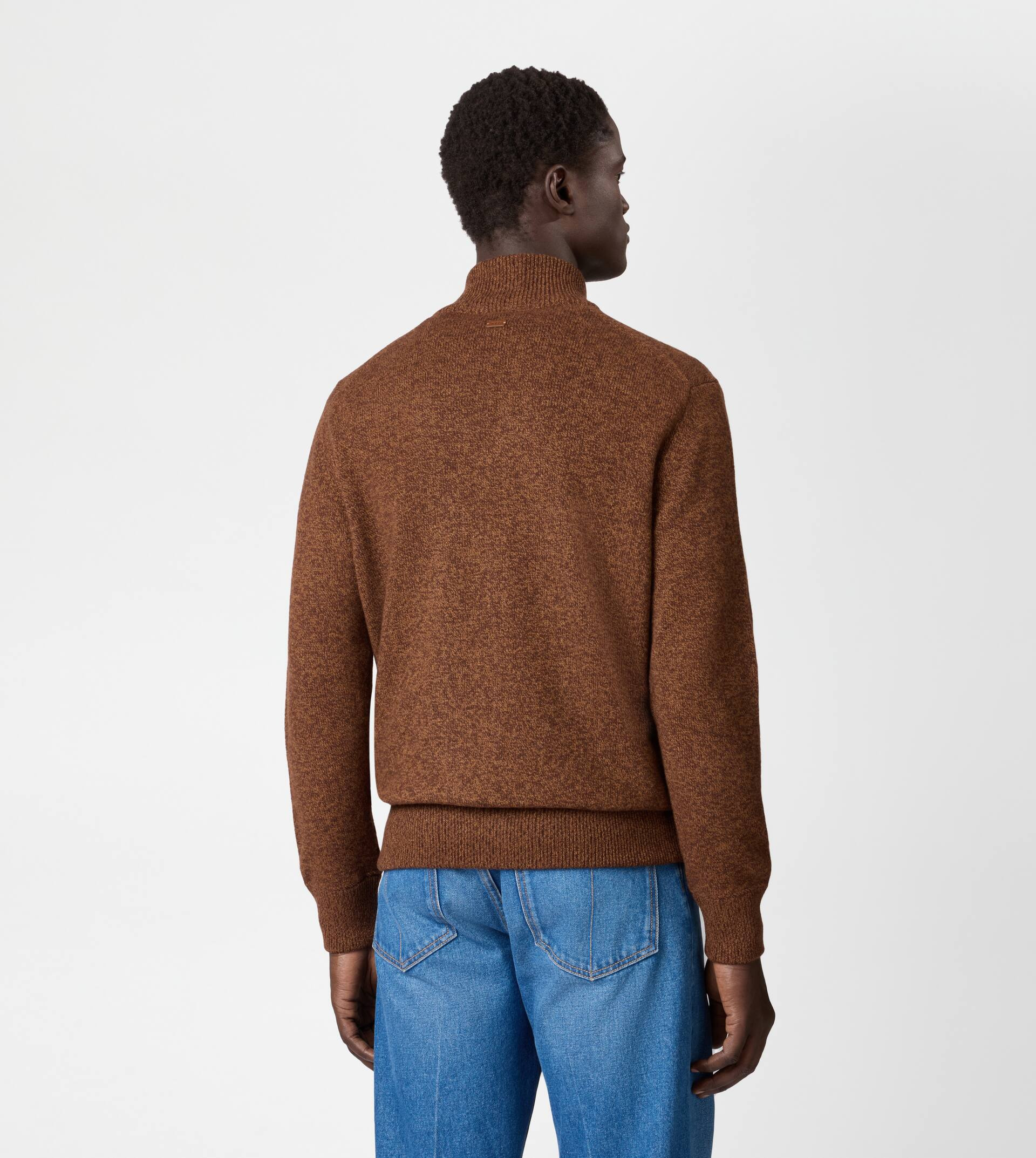 CASHMERE BLEND MOULINÉ CARDIGAN - BROWN - 3