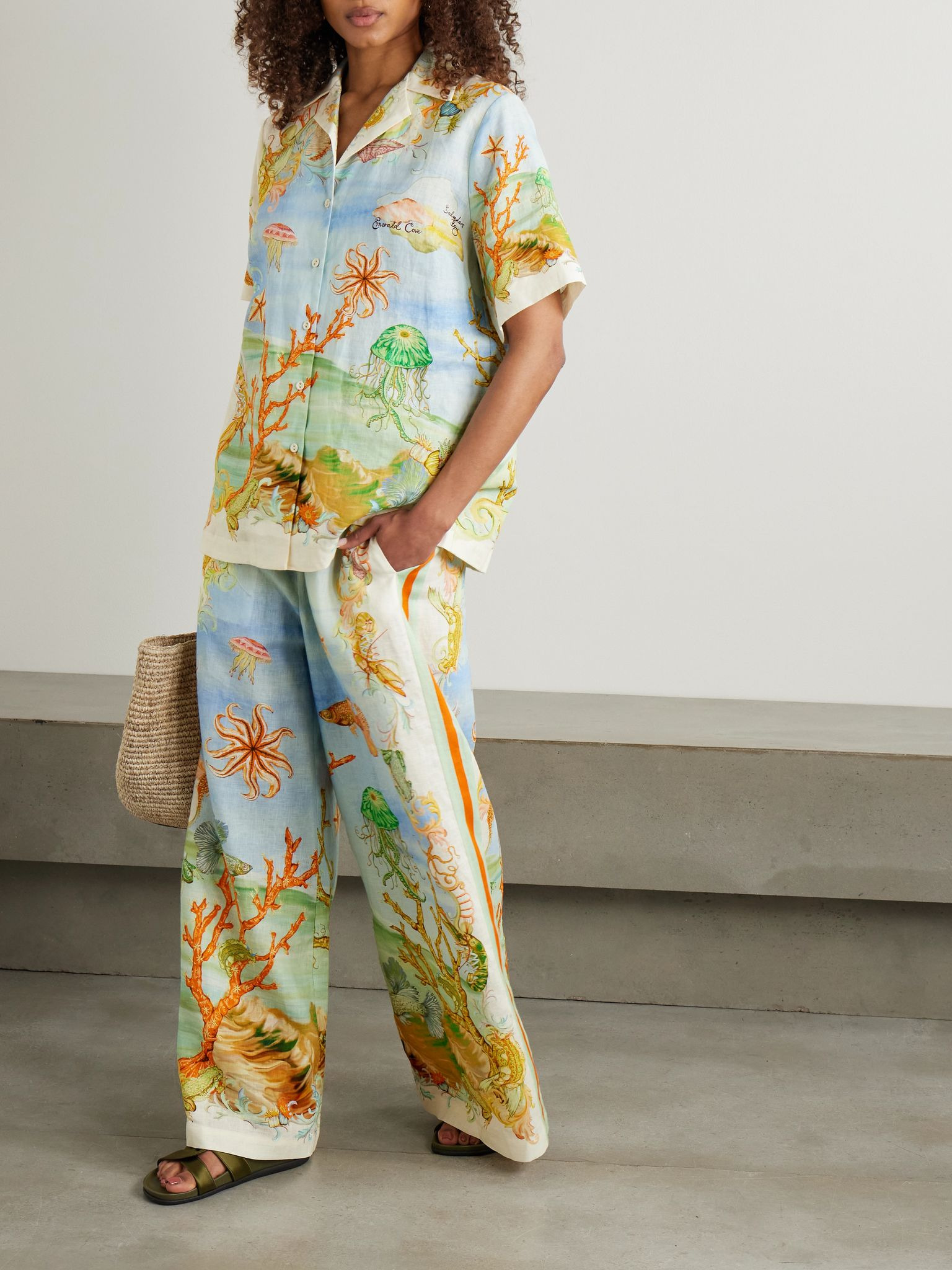 + Sam Pauletto Emerald Cove printed linen-gauze shirt Blue - 2