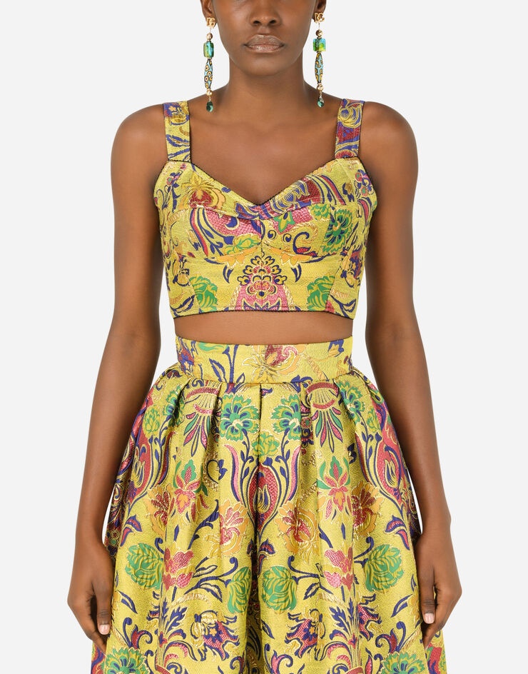 Floral jacquard corset top - 2