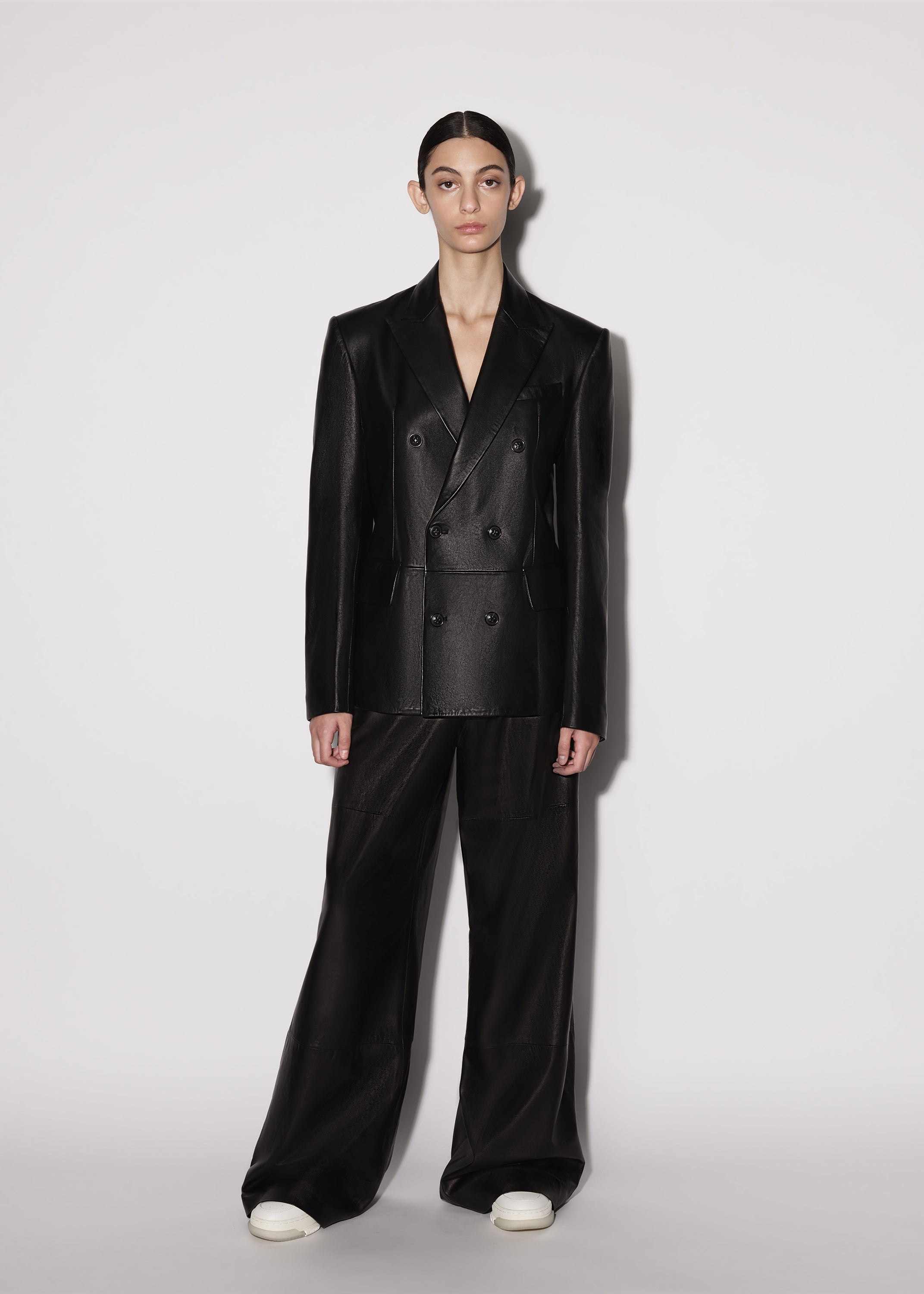 LEATHER OVERSIZED BLAZER - 2