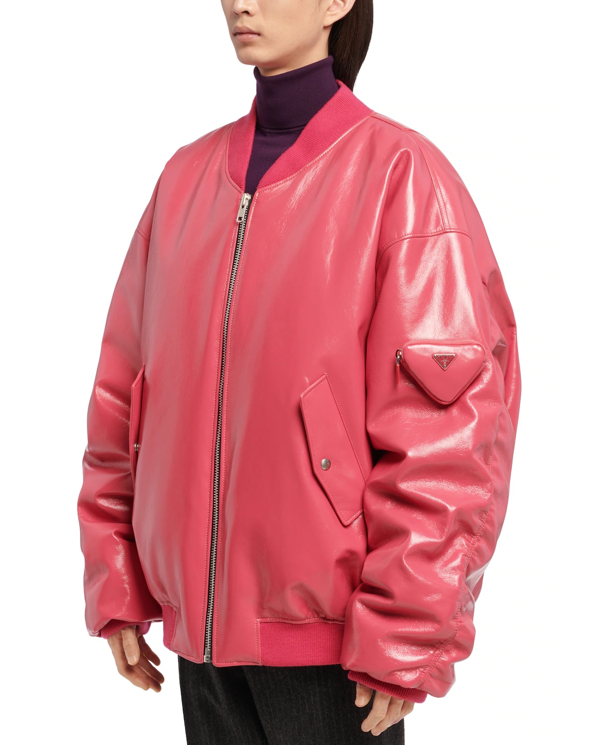 Oversized nappa leather bomber jacket - 5