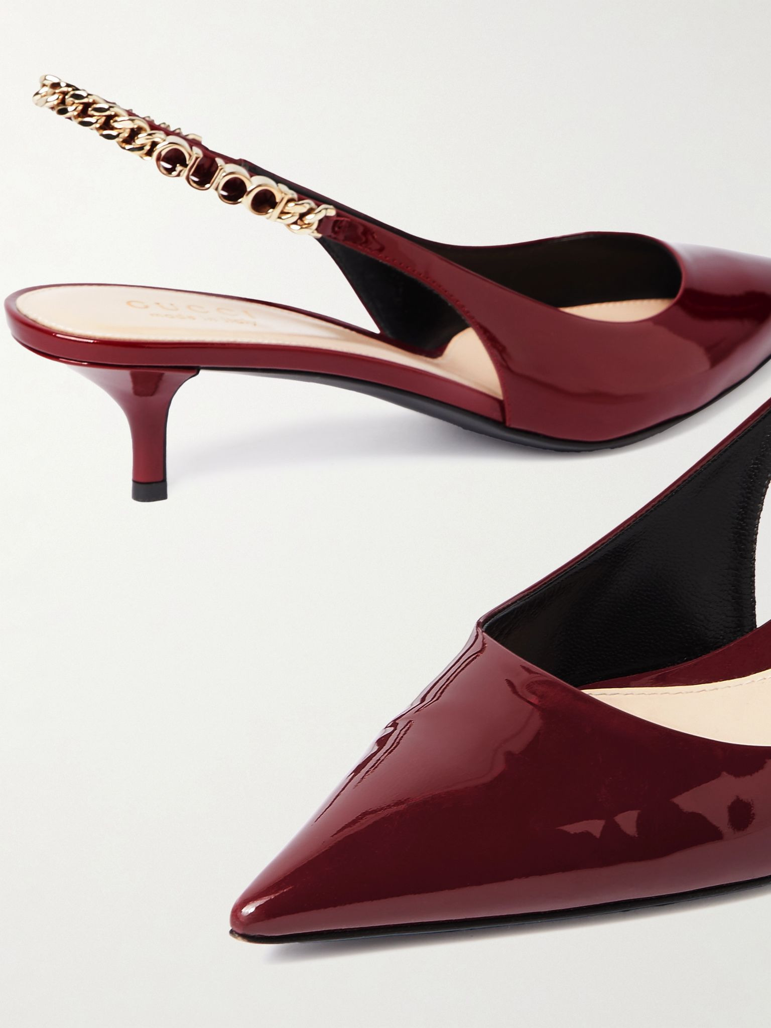 Signoria embellished patent-leather slingback pumps Red - 4