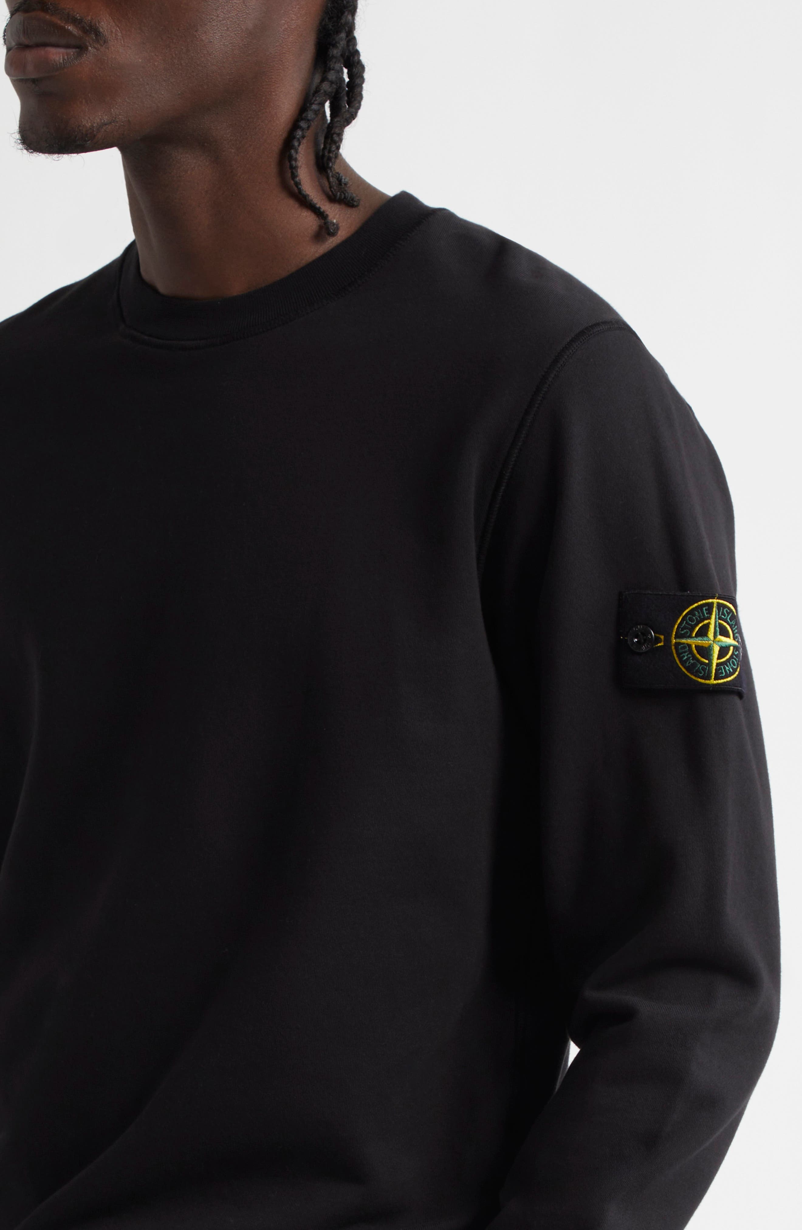 Stone Island Compass Logo Patch Fleece Sweatshirt in Black at Nordstrom - 5