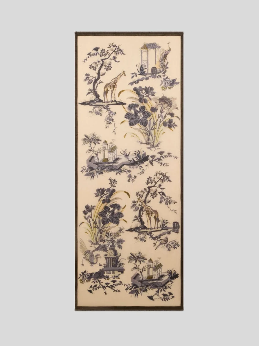 WOOL AND CASHMERE SCARF WITH FLORAL MOTIF - 1