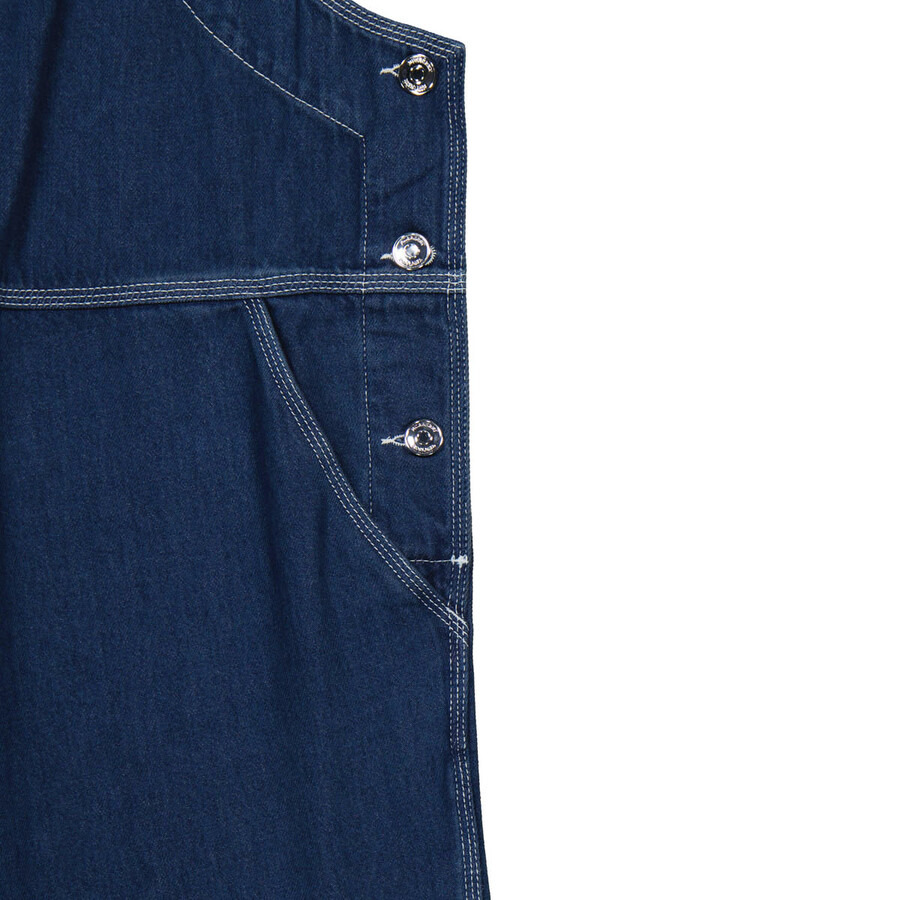 Burberry Dark Canvas Blue Leather-Trim Denim Dungarees - 7