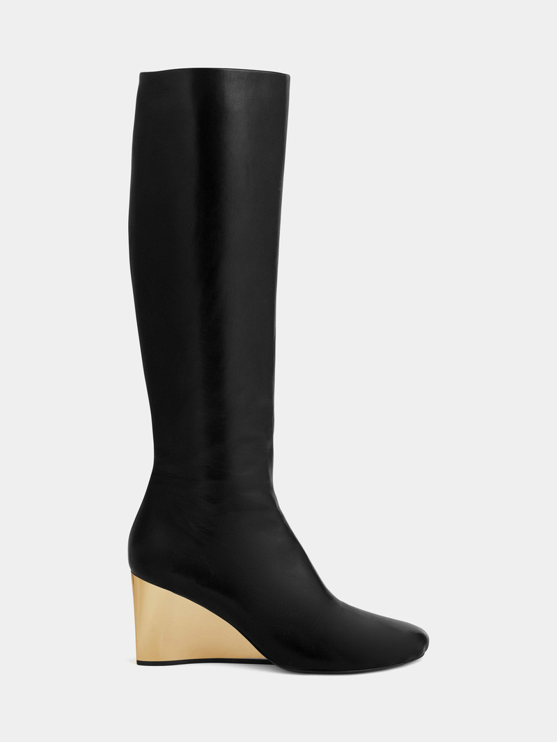 GOLDEN HEEL KNEE-HIGH LEATHER BOOTS 1