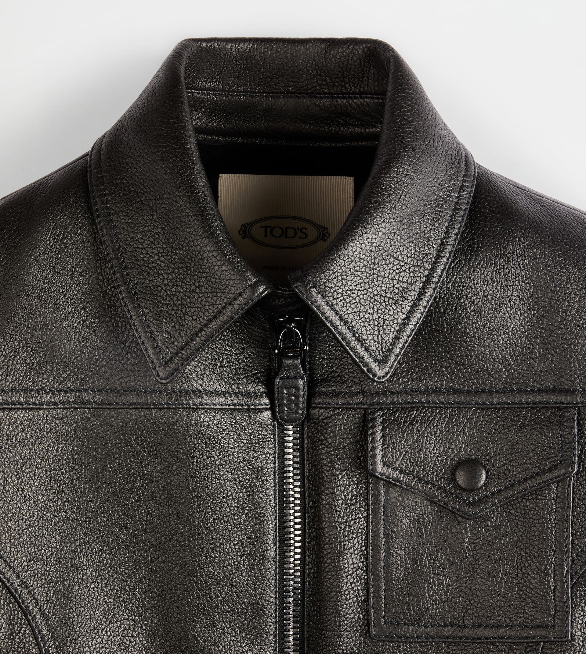 BOMBER JACKET IN LEATHER - BLACK - 3