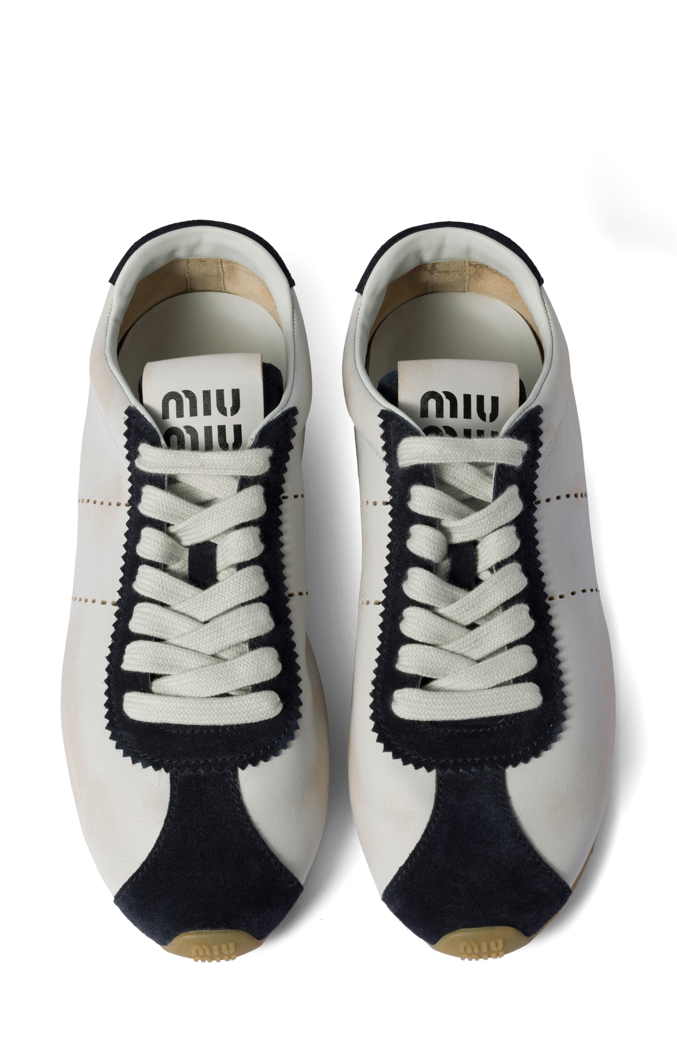 Miu Miu Low Top Sneaker in Bianco/Blu at Nordstrom - 3