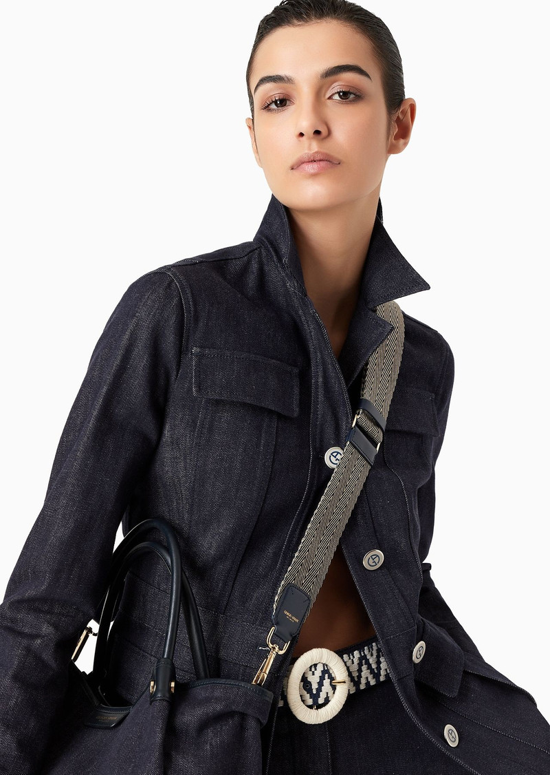 Webbing and leather shoulder strap 3