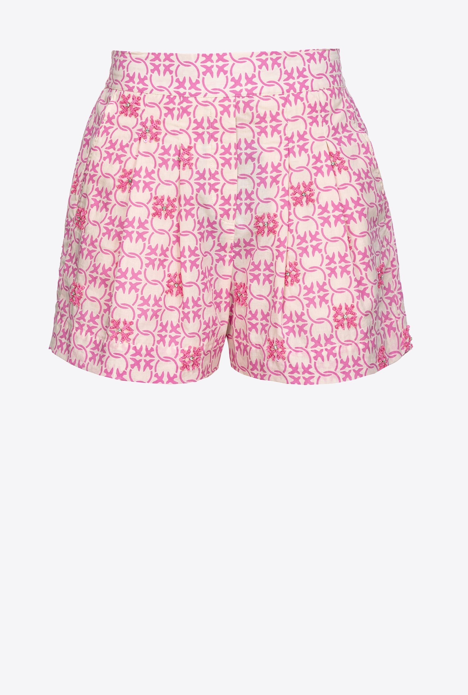 MUSLIN SHORTS WITH MONOGRAM AND EMBROIDERY - 1