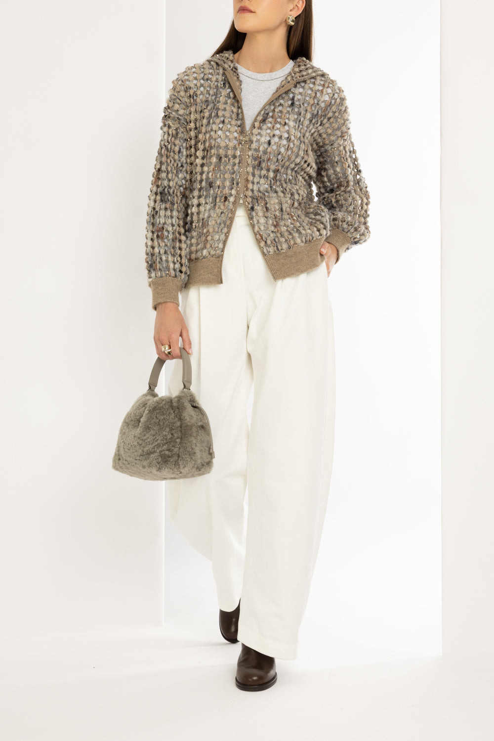 Embroidered Balloon Net Cardigan - 2