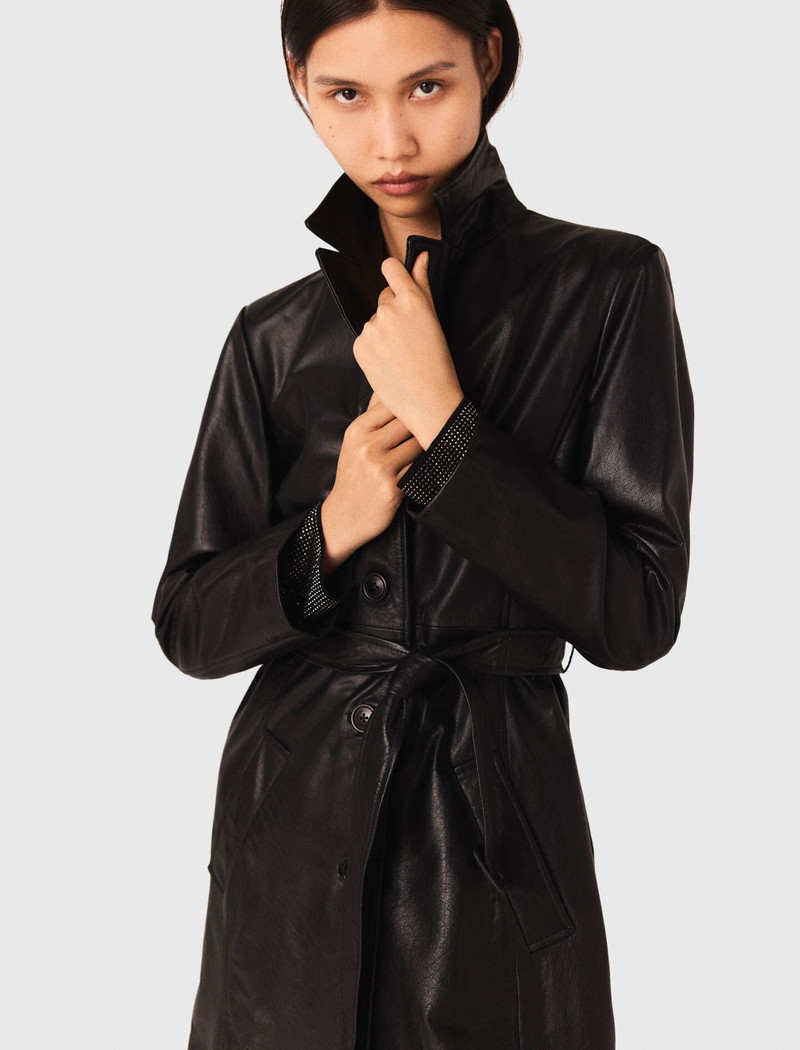 Long leather trench coat 7