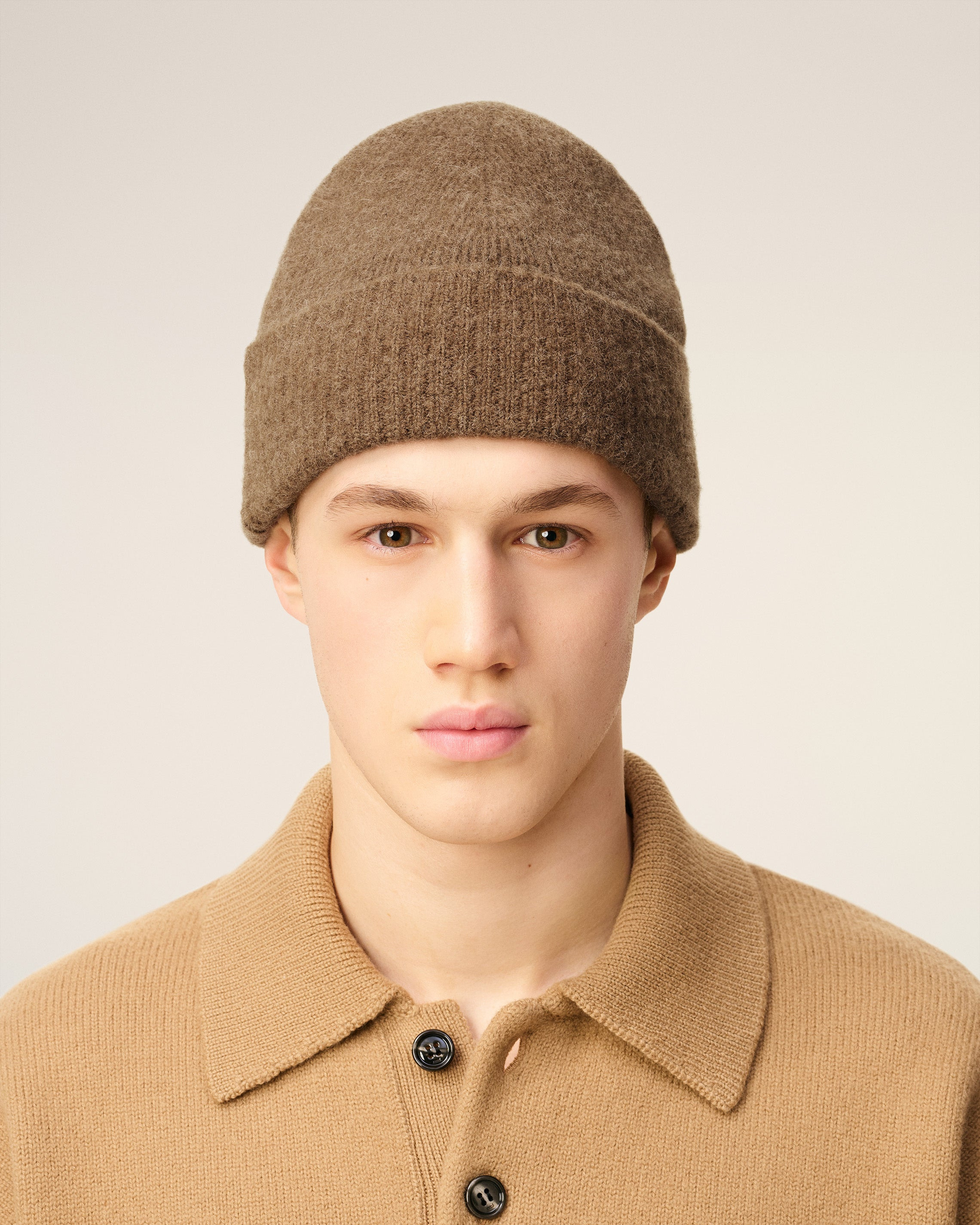 BROWN ALPACA STRIPED AMI DE COEUR BEANIE - 2