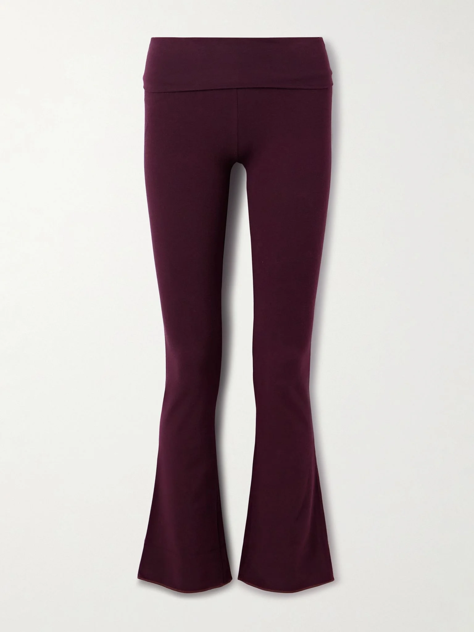 Stretch-Cotton Jersey Foldover Pants - Currant Plum - 1