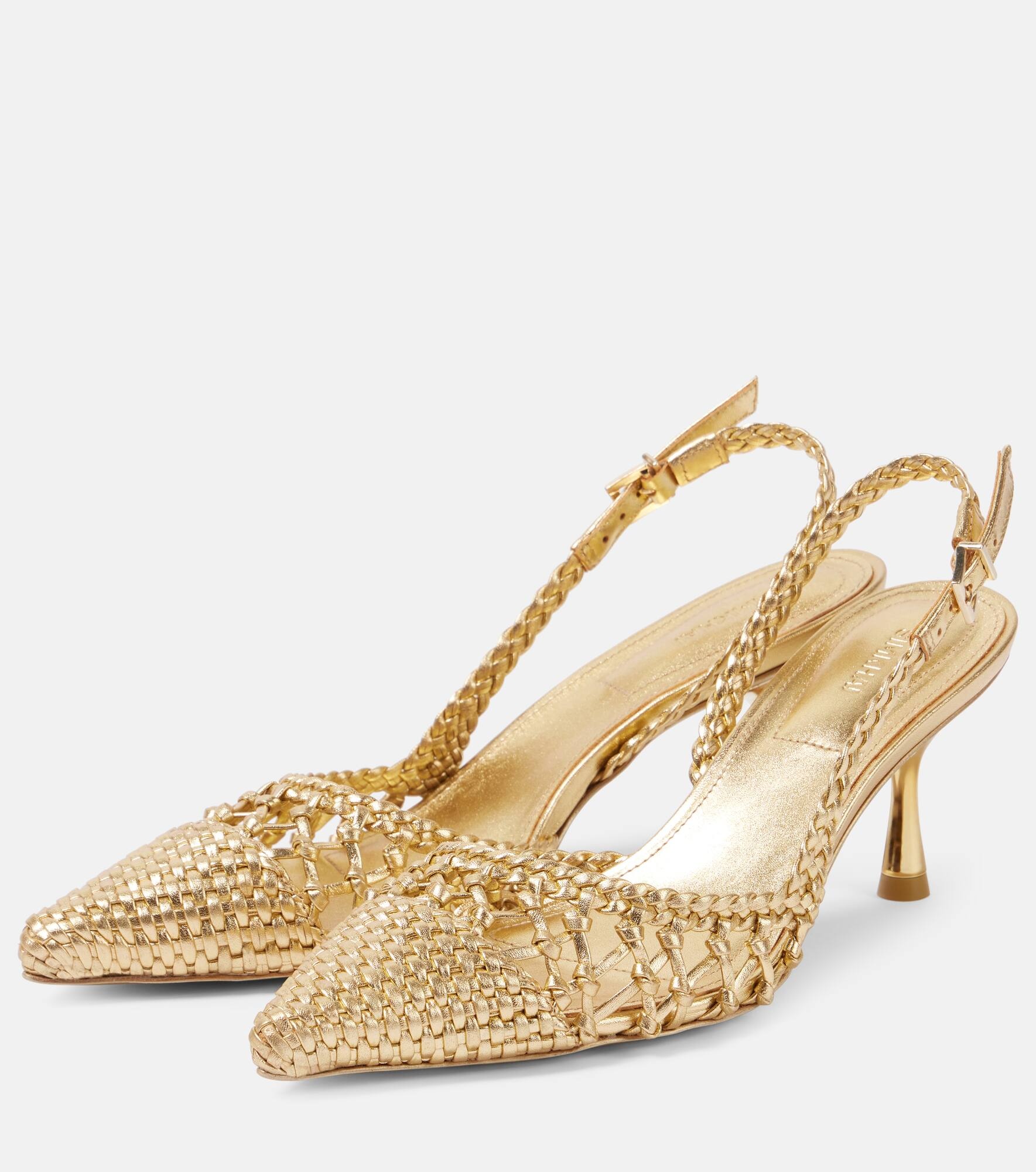 Dylan metallic leather slingback pumps - 4
