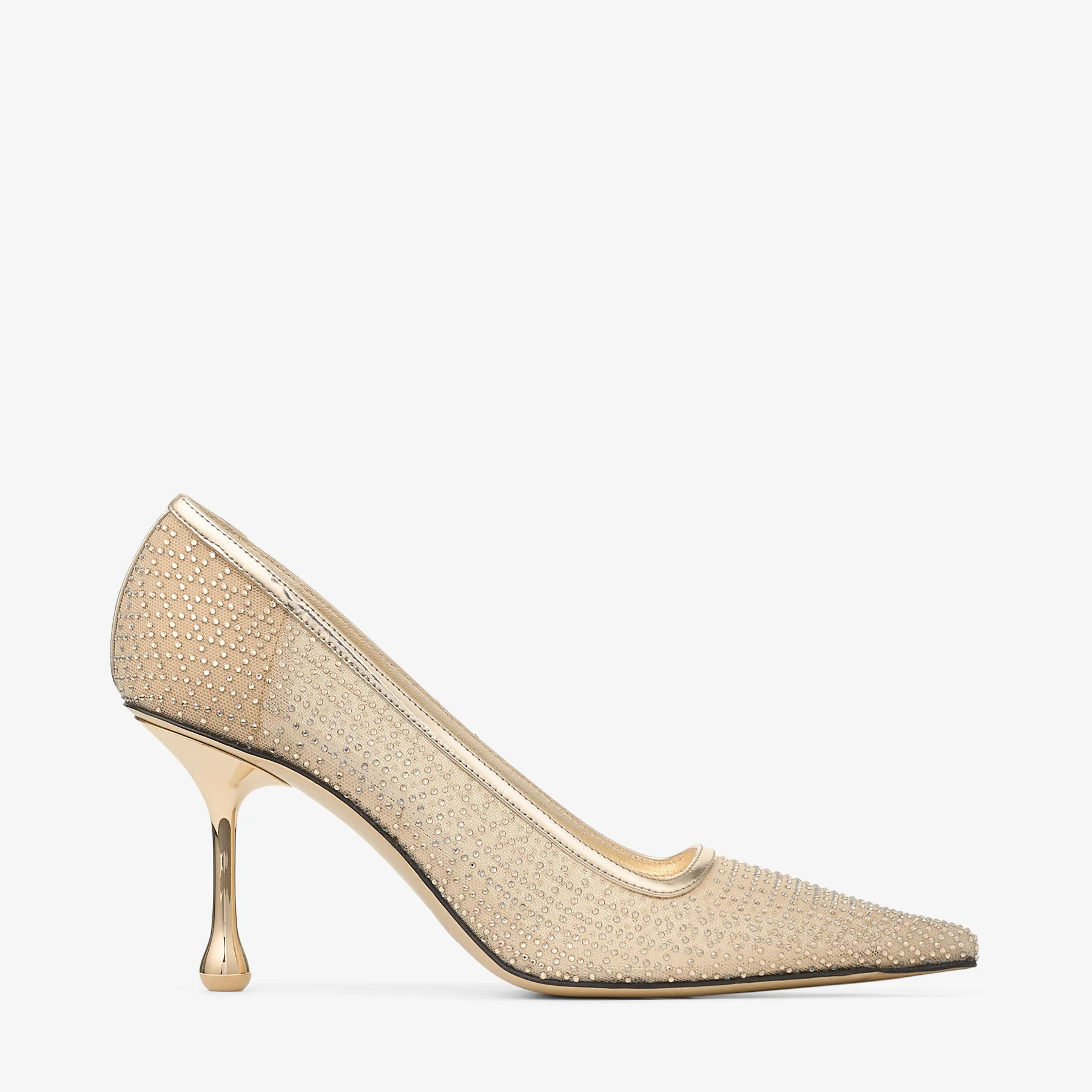 Ixia 80 Gold Illusion Crystal Mesh and Liquid Metal Leather Pumps - 1