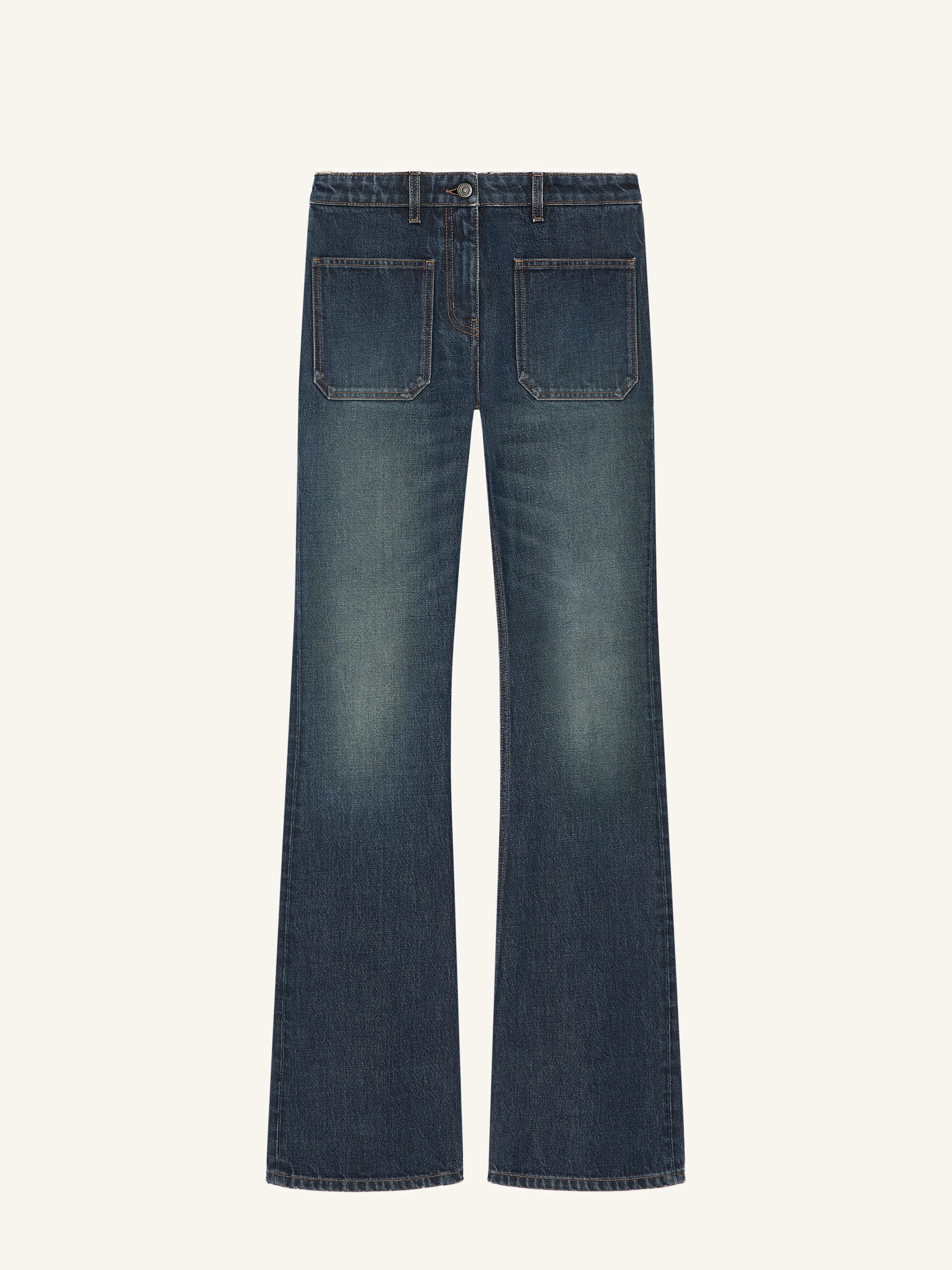 VINTAGE BLUE DENIM FLARE PANTS - 1