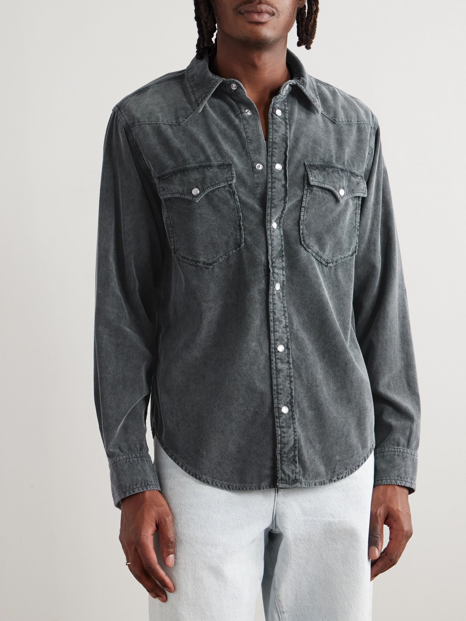Vasco Cotton-Corduroy Shirt Black - 3