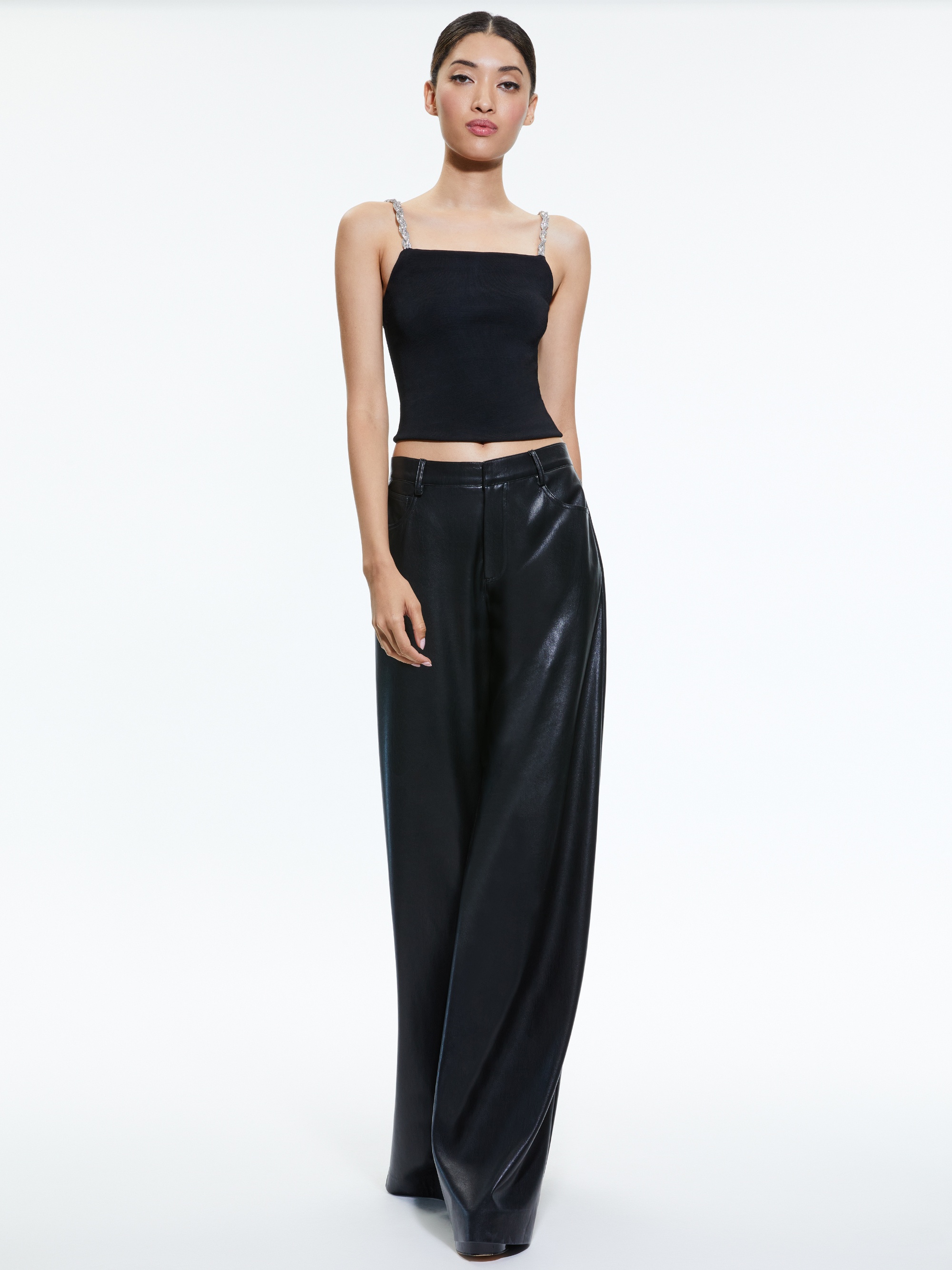 TRISH VEGAN LEATHER WIDE LEG PANT - 6