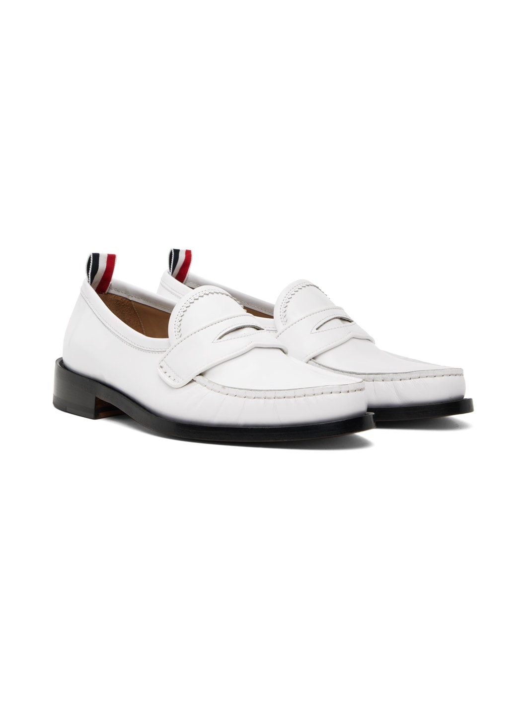 White Spazzolato Pleated Varsity Loafers - 4