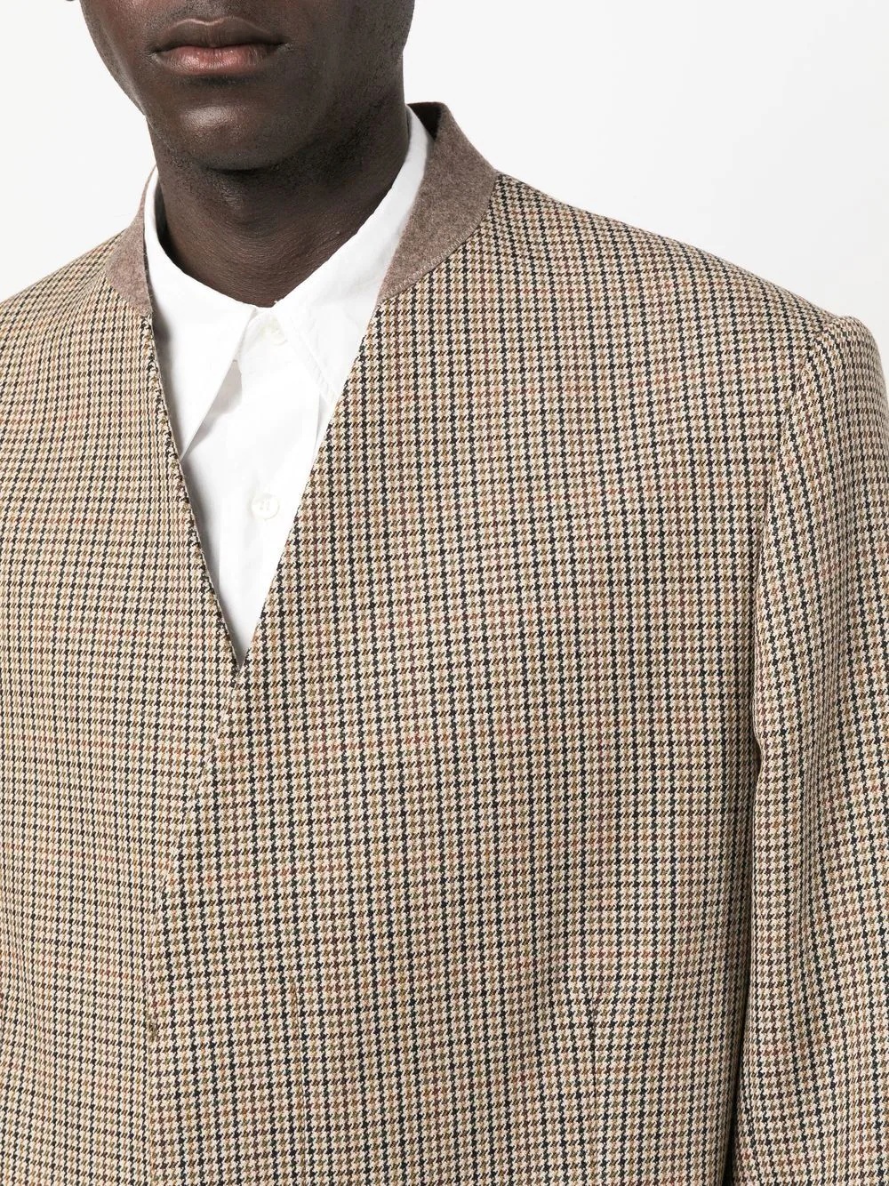 houndstooth-pattern single-breasted coat - 5