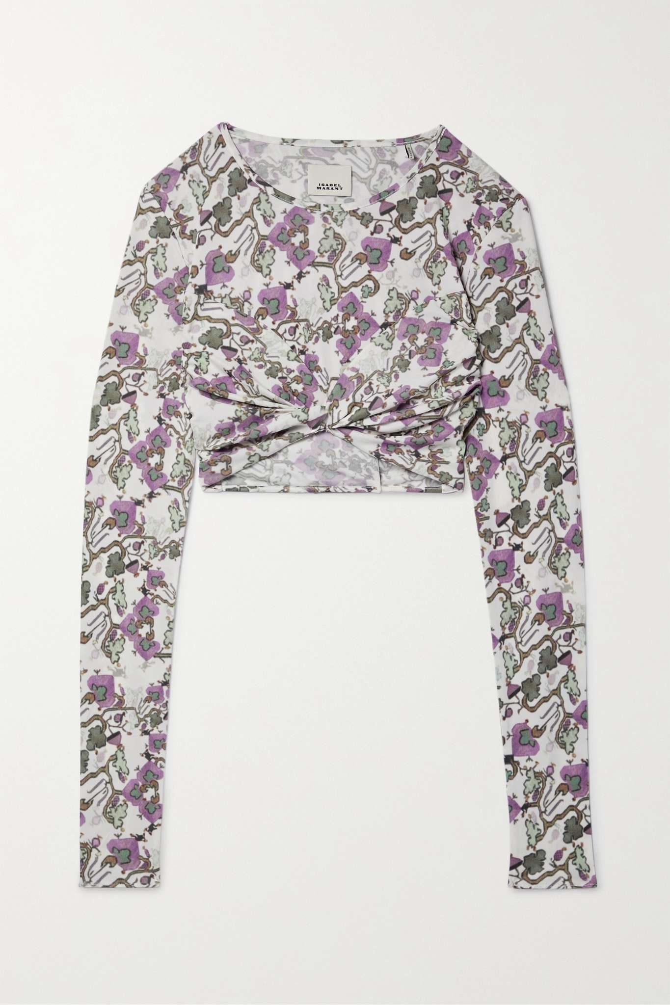 Jinea cropped twisted printed jersey top - 1