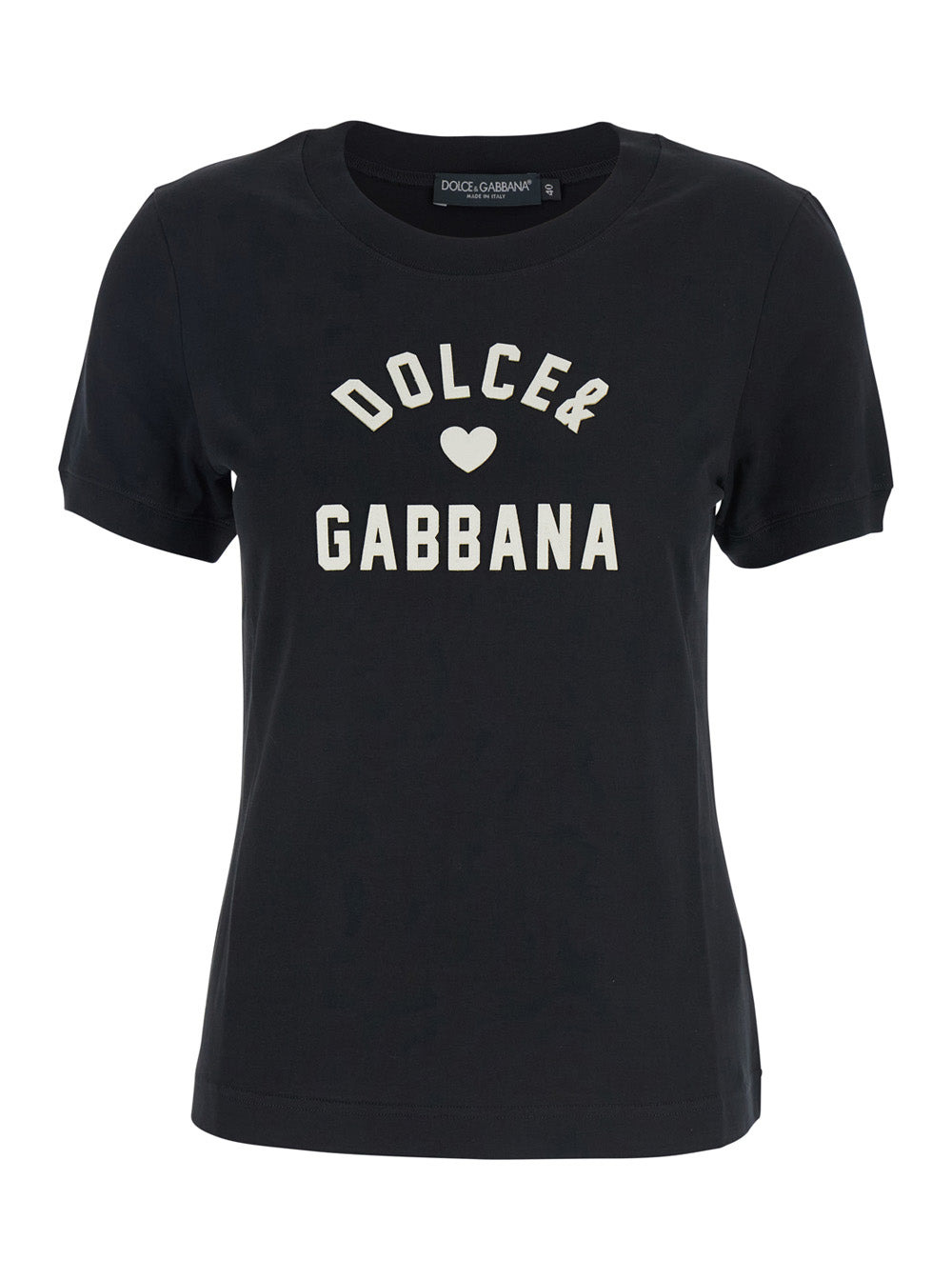 Dolce & Gabbana Women Black Crewneck T-Shirt With Maxi Logo Lettering On The Front In Cotton Woman - 1