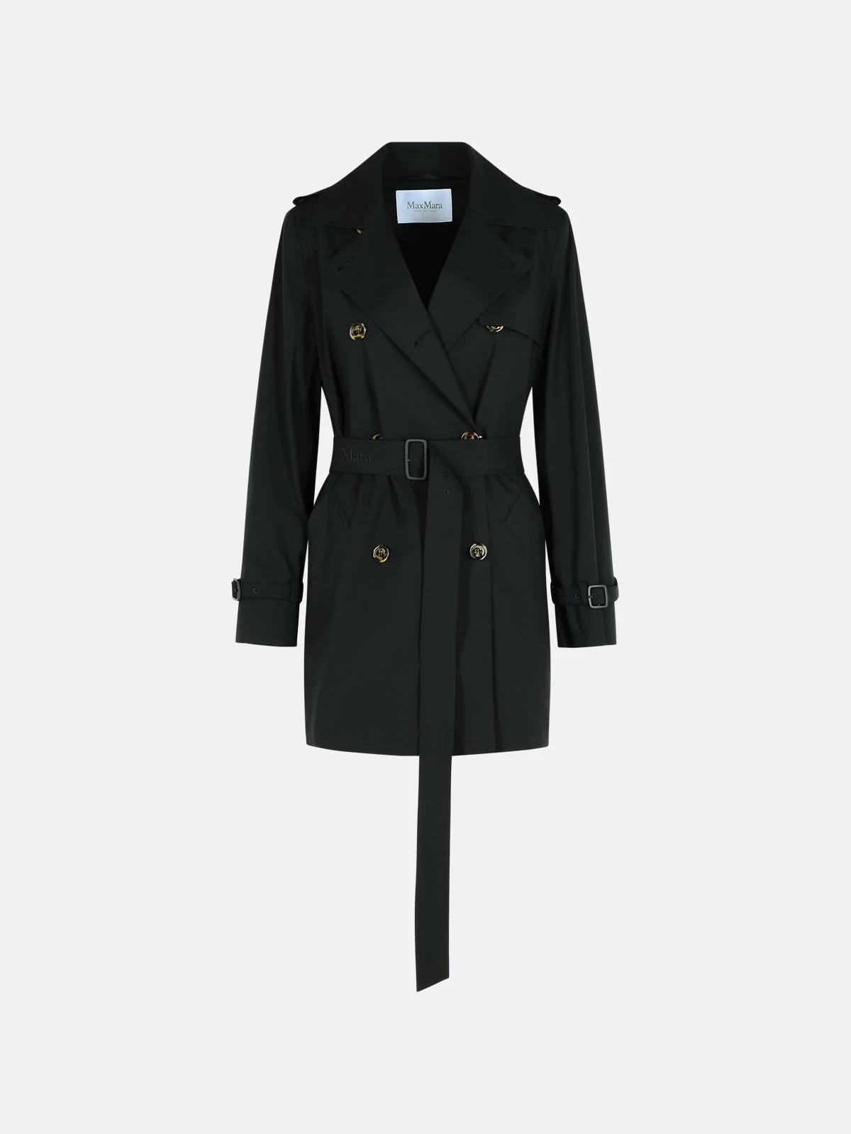 'LANDA' BLACK COTTON TRENCH COAT - 1
