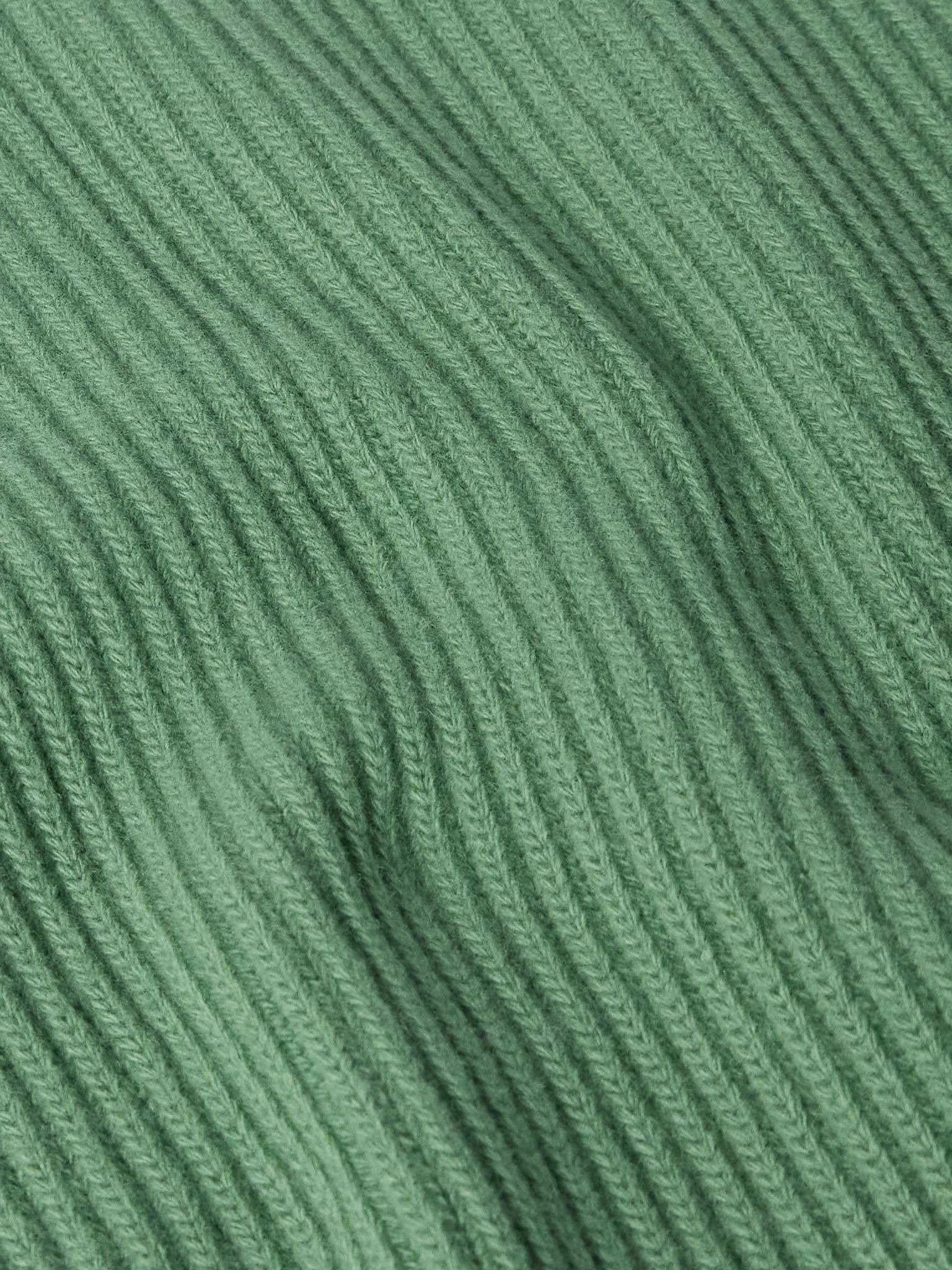 Ribbed Wool Zip-Up Cardigan Green - 5