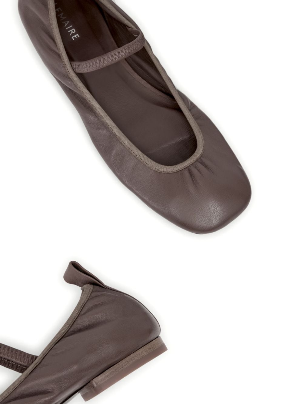 square-toe leather ballerina shoes - 5