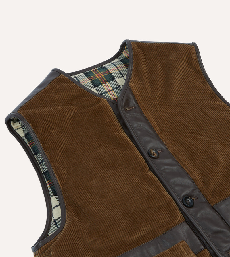 Brown Corduroy Wadded Vest 3